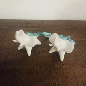 Rare Jonathan Adler Elephant Christmas Ornament Matte Porcelain MCM Lof Of 2